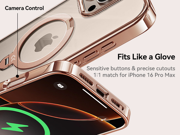 iphone 16 pro max case with 360° spin stand, Desert Titanium Gold
