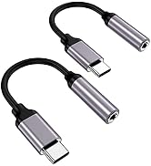 USB Type C to 3.5mm Female Headphone Jack Adapter-2 pa'ck, USB C to Aux Audio Dongle Cable Cord C...