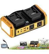 350W Pure Sine Wave Power Inverter Compatible with Dewalt 20V Battery, DC 20V to AC 110V-120V Inv...