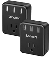 LENCENT Multi Plug Outlet Extender, 2 Pack, 3 Outlets Splitter with 3 USB Ports, Wall Charger, 3 ...