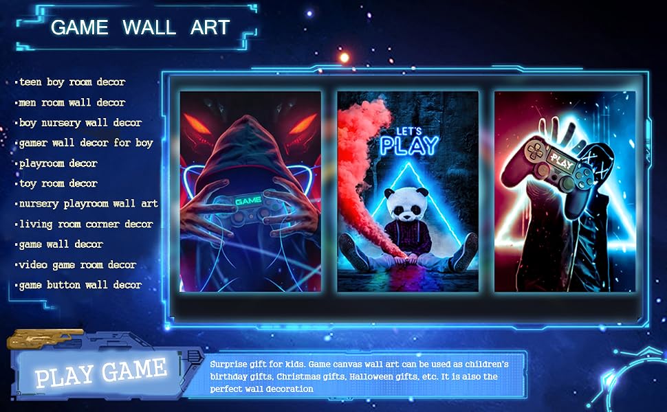 Game room decor game theme wall art
