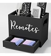 First-zgel Remote Control Holder, TV Remote Holder with Drawer, Wood Remote Control Organizer for...