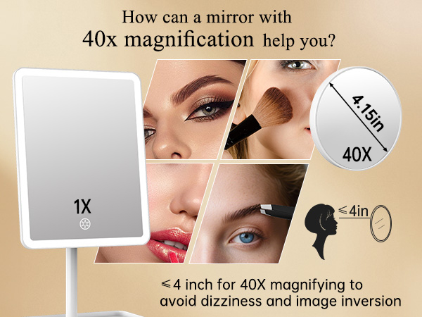 lighted makeup mirror with magnification