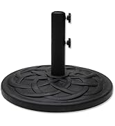 Helios&Hestia 26 lb Heavy Duty Round Plastic Built-in Cement Outdoor Umbrella Base, Concrete Weig...