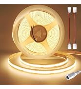 GXILEE 12V COB LED Strip Lights Warm White 3000K, 16.4 ft Dotless High CRI 93+Flexible & Cuttable...