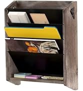 J JACKCUBE DESIGN Wall Document File Organizer Rustic Wood Magazine Rack with 5 Compartments Hang...