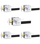 Probrico Heavy Duty Square Door Handle with Black Leather Hand Lever, Keyless Privacy Interior Do...
