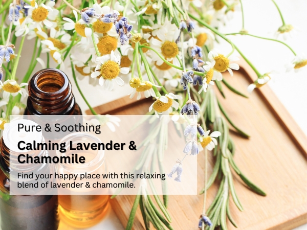 Pure & soothing - lavender & chamomile create a relaxing blend for aromatherapy.