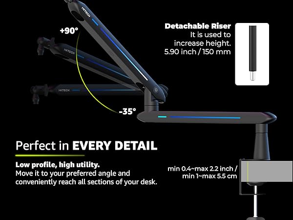 White cable management podcast equipment mic stand gaming accessories microphone pc arm home office