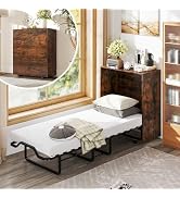 Giantex Murphy Bed Cabinet with Mattress - 74" x 31" Cot Size Folding Bed w/Storage, Metal Frame ...