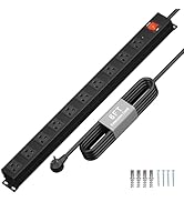 KF 10 Outlet Long Power Strip, Heavy Duty Power Strip Surge Protector with 2200J, 15A/1875W Wall ...