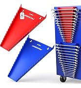 2-Pack Magnetic Wrench Organizer, 32-Slot Premium Wrench Rack Holder Tool Trays for Toolboxes Dra...
