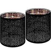 GO&SO Black Drum Lamp Shades Set of 2 Small Lampshade with Laser Drilling Design,9.8