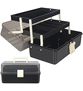 WEWLINE 13-Inch Art Storage Box 3-Layers Plastic Storage Box with Handle Craft Art Bin Portable f...