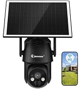 Jennov 4G LTE Cellular Solar Security Camera, 2K No WiFi Wireless Outdoor Home Security Camera wi...
