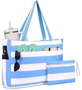 WANDF Beach Bags for Women, Large Waterproof Sandproof Beach Tote Bag with Zipper Family Pool Bag...