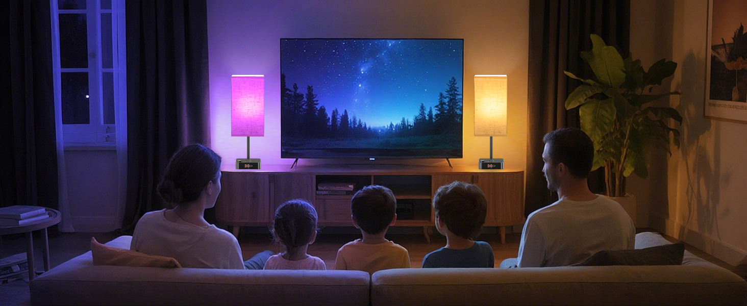 Bluetooth/WiFi RGB & USB Bedside Table Lamp
