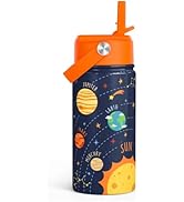 SANDJEST Water Bottle with Straw Lid 12oz Insulated Stainless Steel for Kids, Travel Tumbler, Gif...
