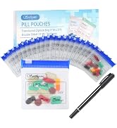 Serfeymi 32 Pcs Zippered Pill Pouches Organizer Plastic Bags 3 X 3 Inches 12 mil Self Sealing wit...