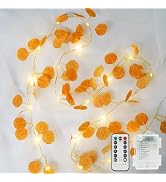 suddus Vine with Fairy Lights Battery Operated, 33ft 100 LED Eucalyptus Leaf String Lights with R...