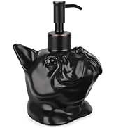 NEWHENGS French Bulldog Shaped Soap/Lotion/Hand Sanitizer Bulldog Ceramic Stainless Steel Pump Di...