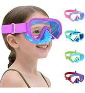 Vvinca Kids Swim Goggles with Nose Cover, Snorkel Diving Mask Fabric Strap Anti Fog Anti Shattere...