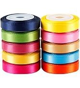 LaRibbons Solid Color Satin Ribbon Asst. #2 - 10 Colors 3/8" X 5 Yard Each Total 50 Yds Per Package