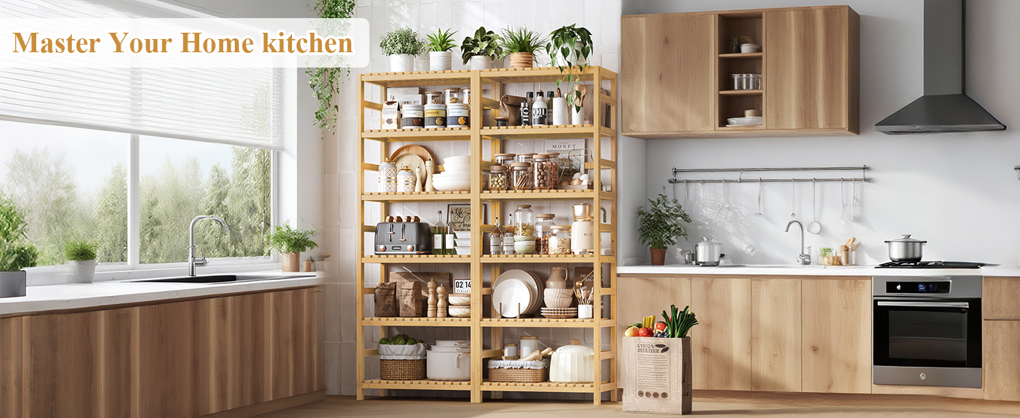 FOTOSOK 6-Tier Bamboo Shelf