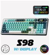 RK ROYAL KLUDGE S98 Mechanical Keyboard w/Smart Display & Knob, Top Mount 96% Wireless Mechanical...