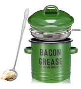 Bacon Grease Container with Strainer - Large 46OZ Kitchen Oil Storage Can, Food Saver Bin with Li...