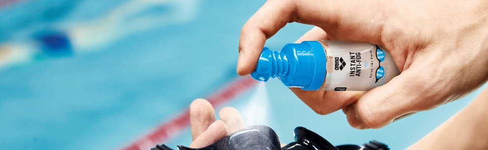 arena anti fog spray for swimming goggles defog spray solution for swim goggles banner