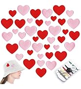 MXCOIRTP 40Pcs Heart Shape Embroidered Iron on Patches, Valentine's Day Red Pink Hearts Patches, ...