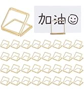 HOBBIESAY 50pcs Square Table Card Holder Gold Picture Clips Stand Metallic Table Number Holders M...