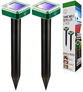 Livin' Well Solar Sonic Pest Repeller Stakes - 2pk Outdoor Pest Repellent with 2,500 Feet Range, ...