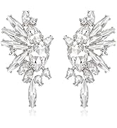 EVER FAITH Vintage Rhinestone Statement Earrings, Fashion Bling Colorful Marquise Drop Crystal Cl...