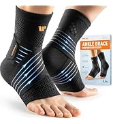 WHCOOL Low-Profile Ankle Braces for Women & Men, Customizable Ankle Compression Sleeve w/Wide Str...