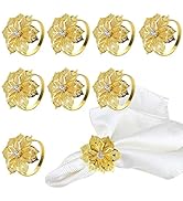 BEAVOING Pack of 18 Napkin Rings Alloy Hollow Out Flower Napkin Holder Dinning Table Napkin Ring ...