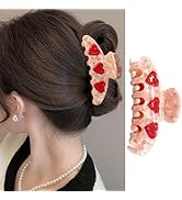 Valentine's Day Hair Claw Clips for Women, Valentines Orange Acrylic Hair Clips for Thick or Thin...