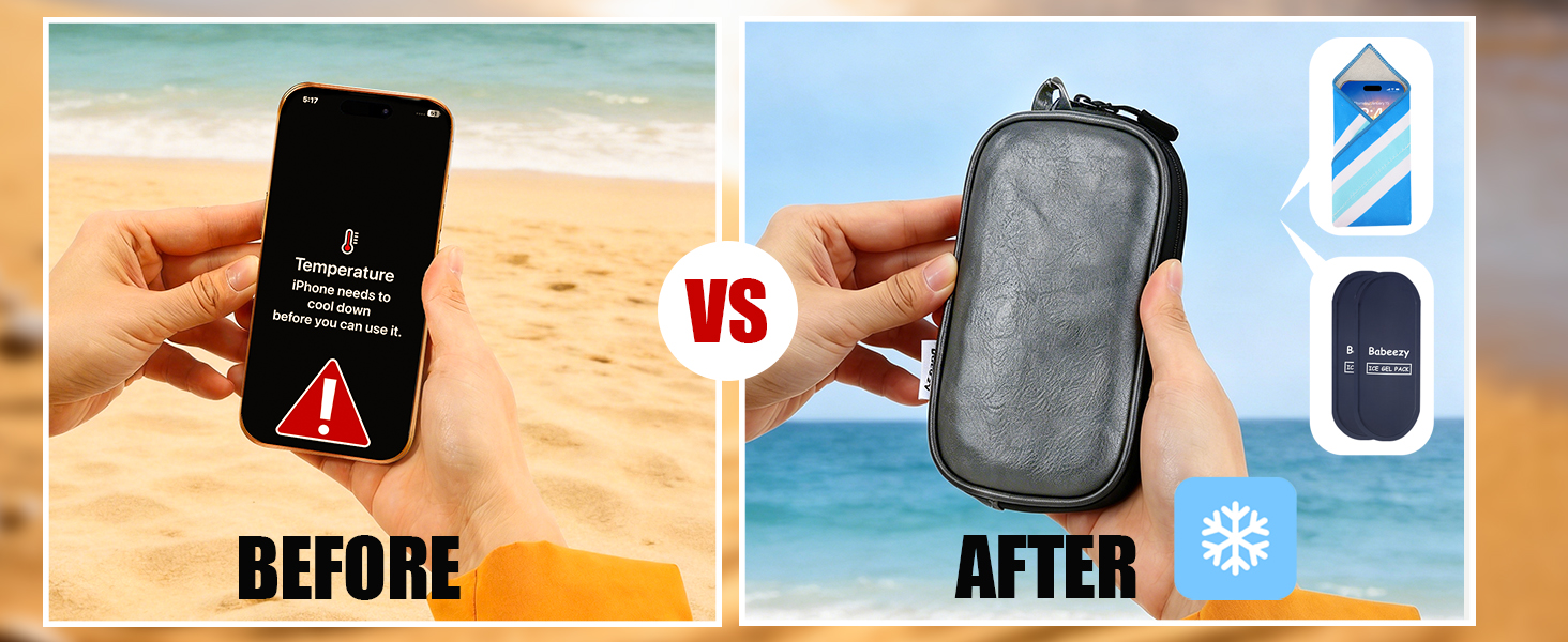 babeezy cell phone insulated pouch for overheating cool pack for phone in sun