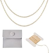 Pandahall 3.28 Feet Permanent Jewelry Chains Necklace Chains for Jewelry Making 14K Gold Thin Cab...
