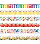 BeYumi Watercolor Stationery Border Trim - 96Pcs Watercolor Back to School Bulletin Board Borders...
