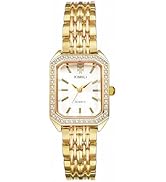 Avaner Women's Gold Square Watches: Ladies Rhinestones Elegant Stainless Steel Adjustable Band An...