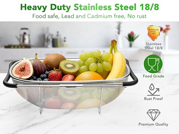 stainless steel 18/8 colander