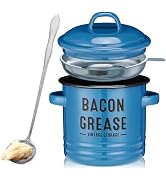 Bacon Grease Container with Strainer - Large 46OZ Kitchen Oil Storage Can, Food Saver Bin with Li...