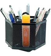 SETTFRFE Hexagon 360° Rotating Pen Organizer for Desk,6 Compartments Mesh Pen Pencil Holder,Deskt...