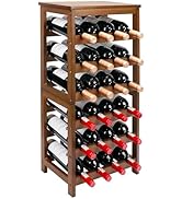 Thalomely Wine Rack Free Standing Floor, 6-Tier 24 Bottles Display Wine Storage Shelves with Tabl...