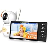 HelloBaby 720P 5.5'' HD Baby Monitor with Camera and Audio No WiFi, Video Baby Monitor, Remote Pa...