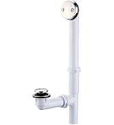 Chrome 1-1/2" Tubular Bathtub Drain Kit Replacement, Wellup Tip Toe Stopper with Overflow Drain C...