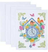 12 by 18-Inch Count Cross Stitch Fabric, 4 PCS Aida Cloth 14 Count, White Embroidery Fabric for E...