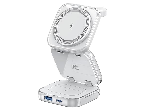 AC ISLAND 5-in-1 Qi2.2 Wireless Charger for MagSafe, 25W Foldable Magnetic Stand Charging Station